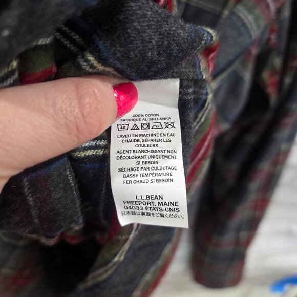 Vintage LL Bean Checkered Flannel Button Up Shirt Gray Red Plaid XL Reg 228061 - Picture 5 of 7